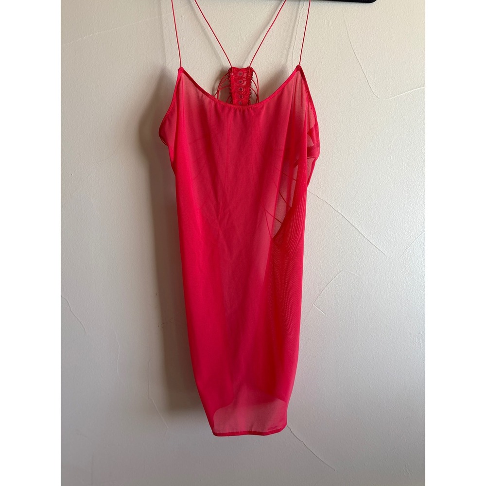 Vintage Victoria's Secret Y2K RED Hot Sheer Mesh Strappy Back Teddy Lingerie L